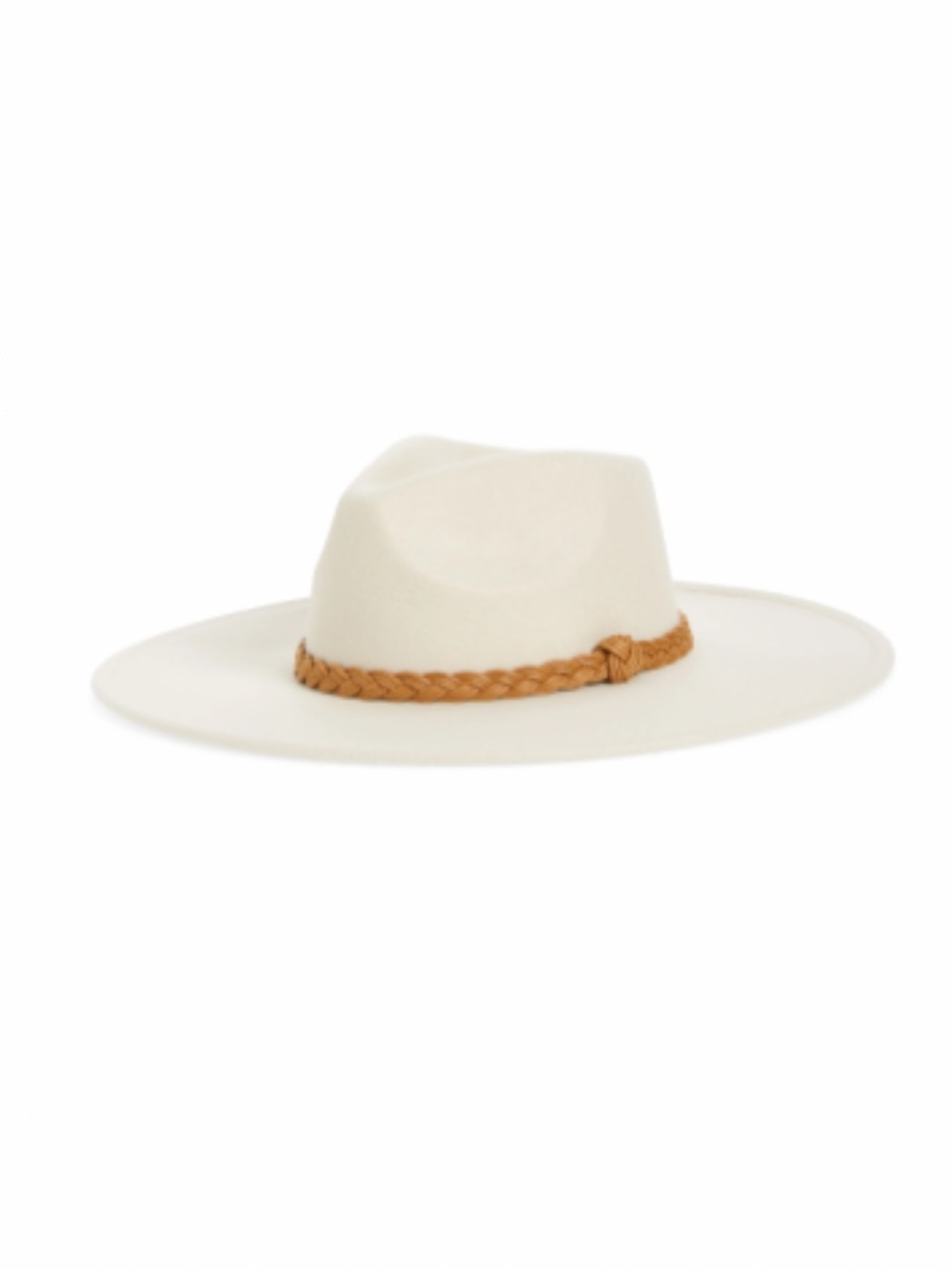 Treasure & Bond Cream Wide-Brim Fedora with Tan Braided Band